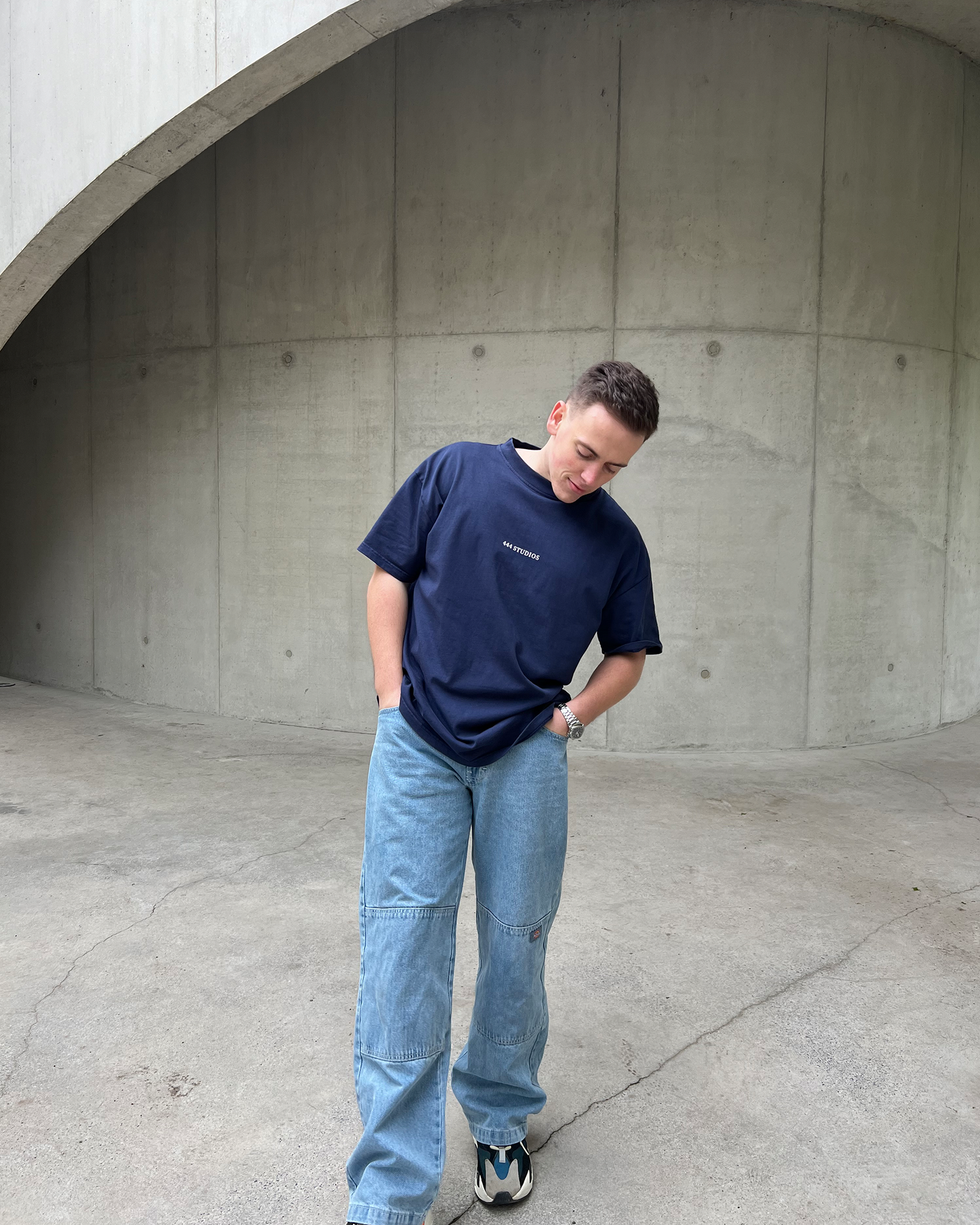 Baggy Blue T-Shirt, Men Model